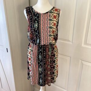Bohemian Multicolor Sleeveless Midi Dress Sz L